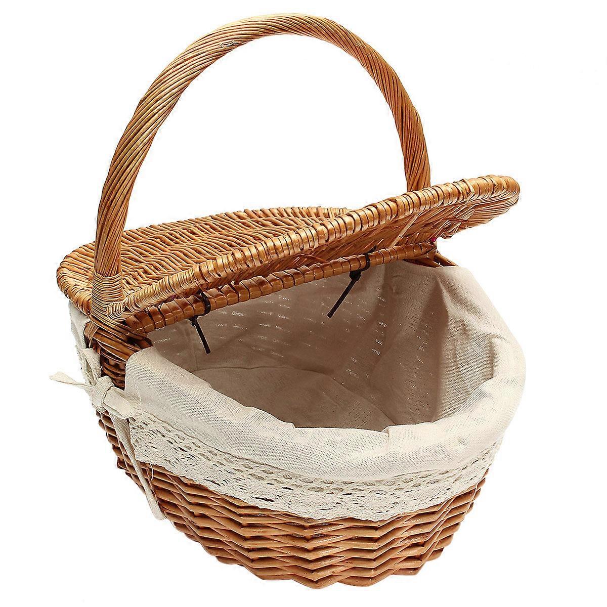 Willow Hamper Picnic Basket for Food Storage with White Liner