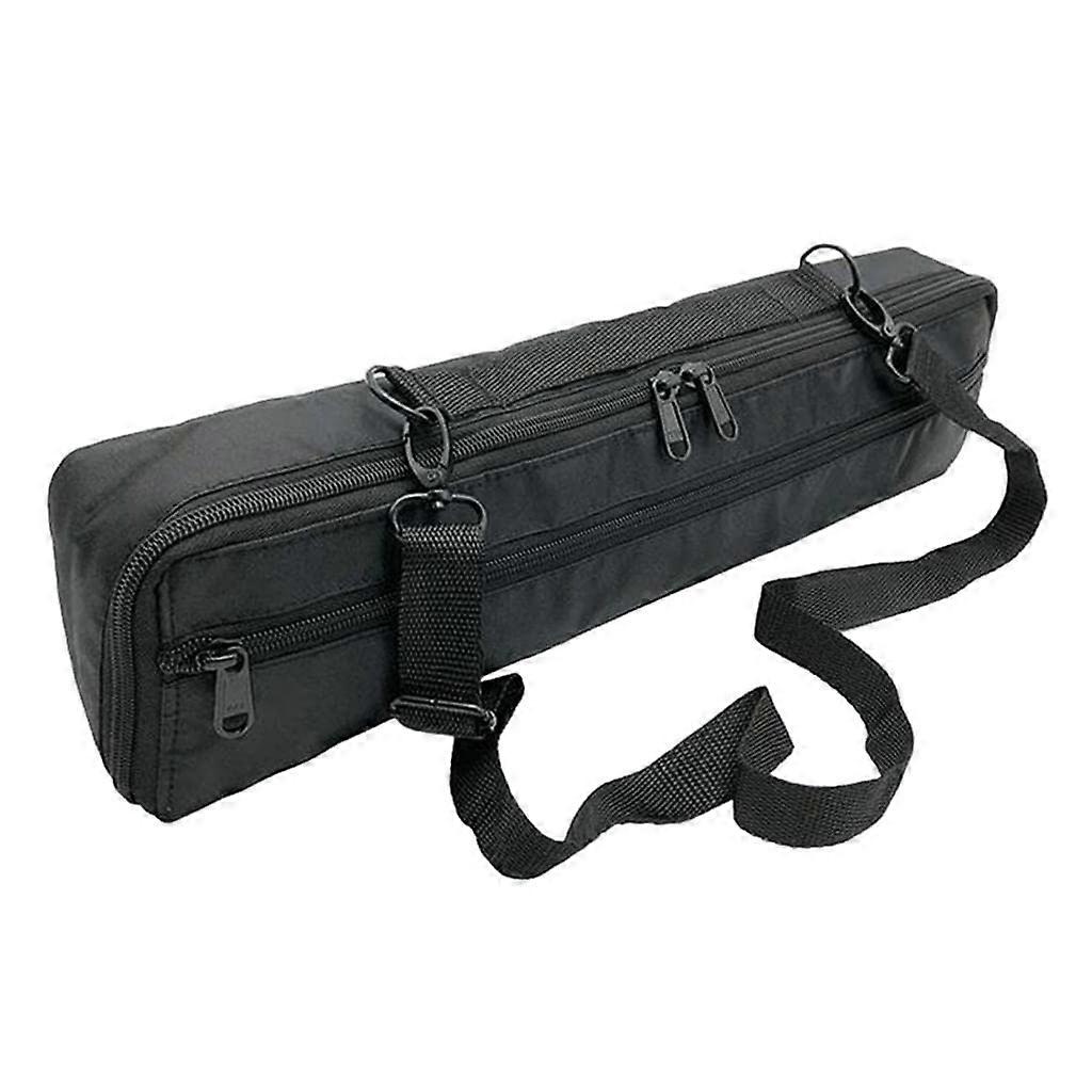 Portable 16 Hole Flute Case Padded Shoulder Bag with Adjustable Strap for Woodwind Instruments in Black