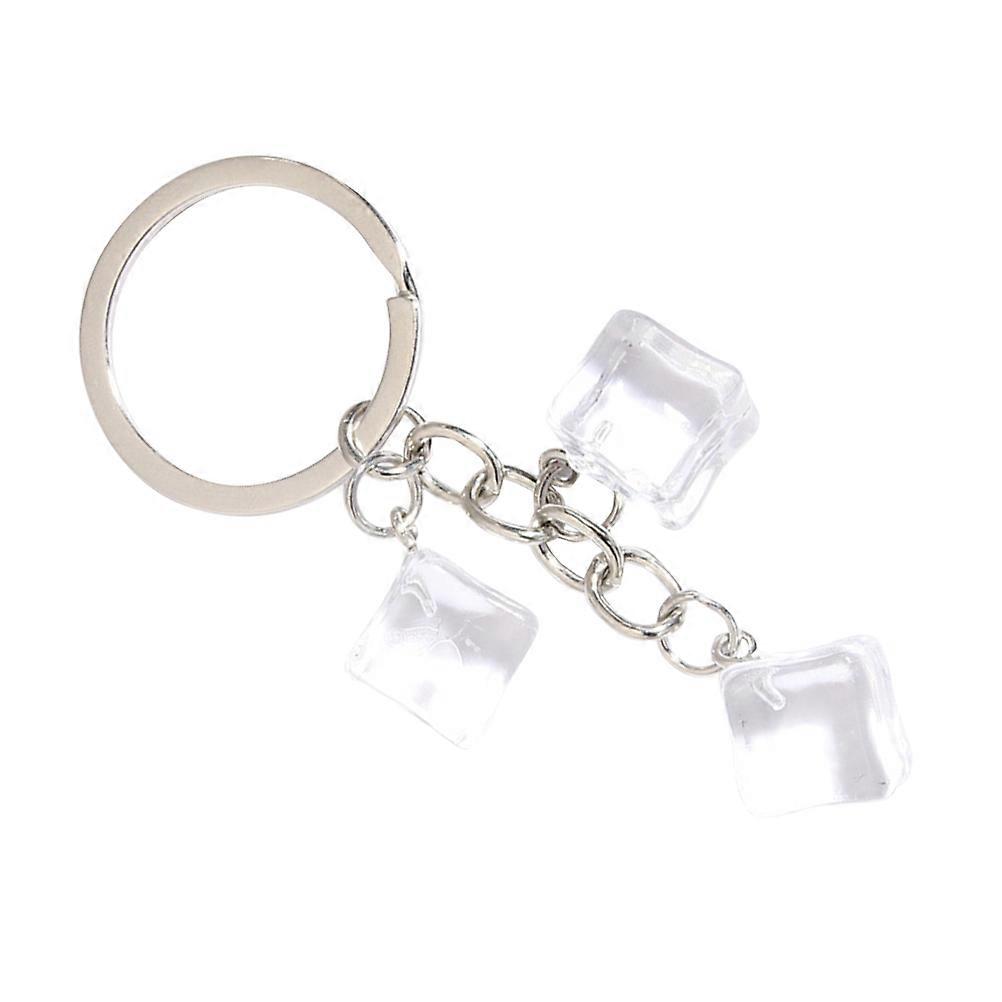 Lightweight Resin Ice Cube Keychain with Ice Pendant Fun Car Keyring Accessory for Bags, Birthdays, and Decorative Use