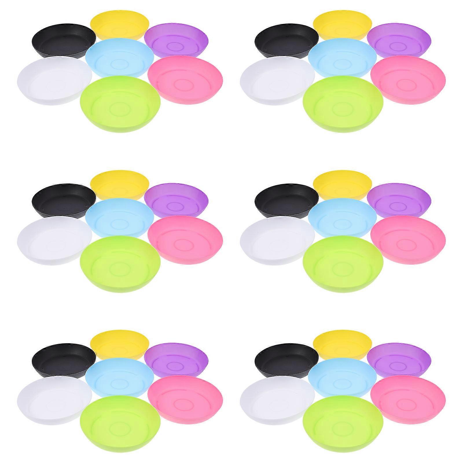 50pcs Assorted Color Plastic Plant Pot Saucers with Anti-Slip Bottom for Flowerpot Use Round Tray