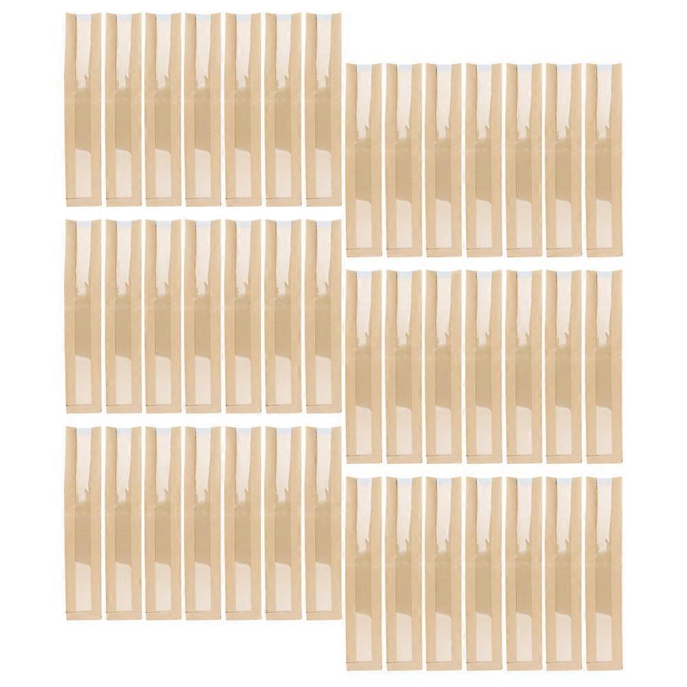 Bakery Bags For Cookies 50Pcs Paper Bread Bag Featuring Rectangular Shape For Family Gathering 60X11X4CM Khaki Color With Transparent Window