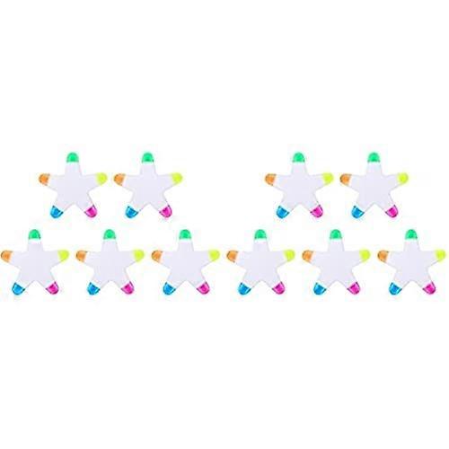 Star-Shaped Highlighters Set, 10-Pack Fluorescent Markers in 5 Colors for Planner and Note-Taking