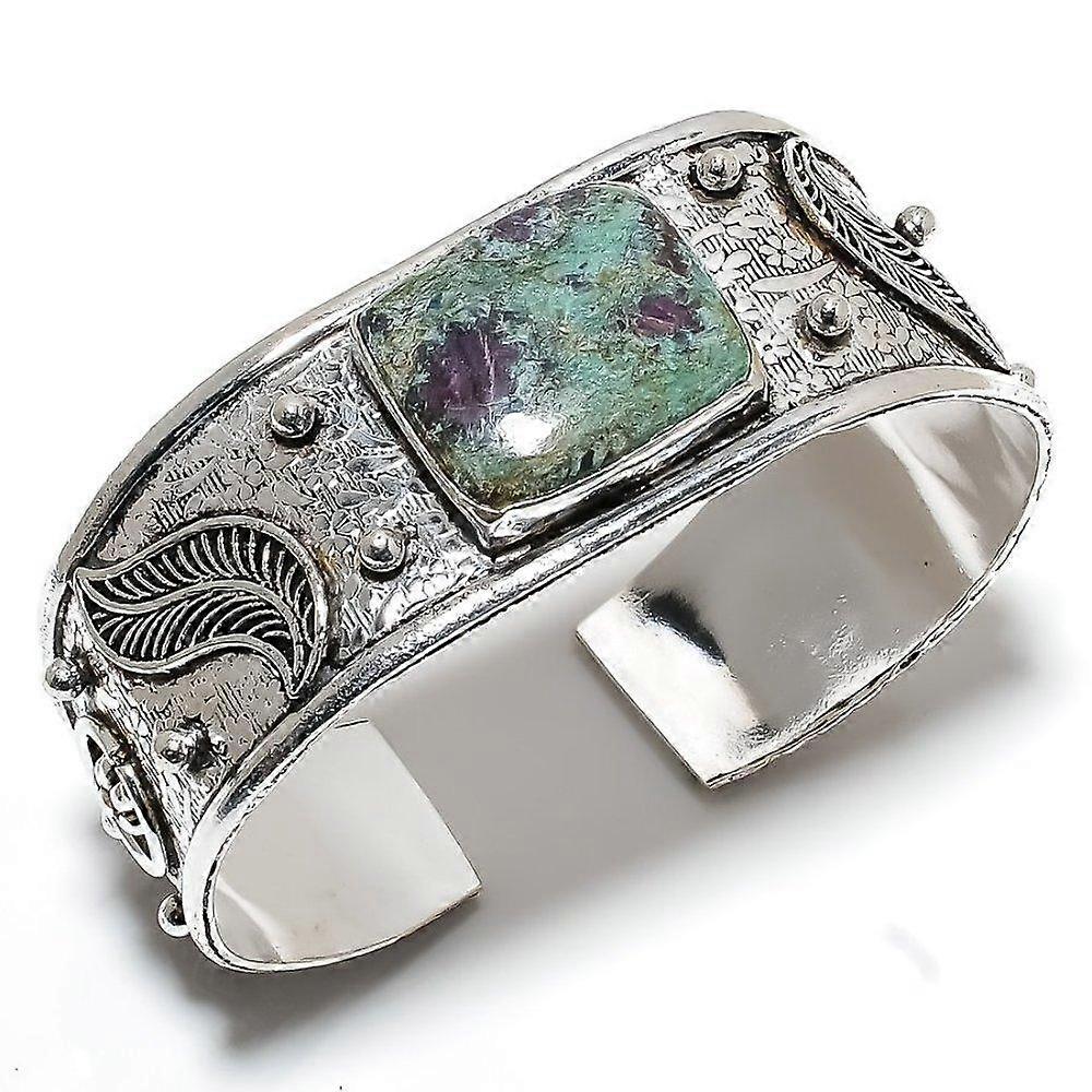 Ruby in Fuchsite Handmade 925 Sterling Silver Cuff Bangle y1c00