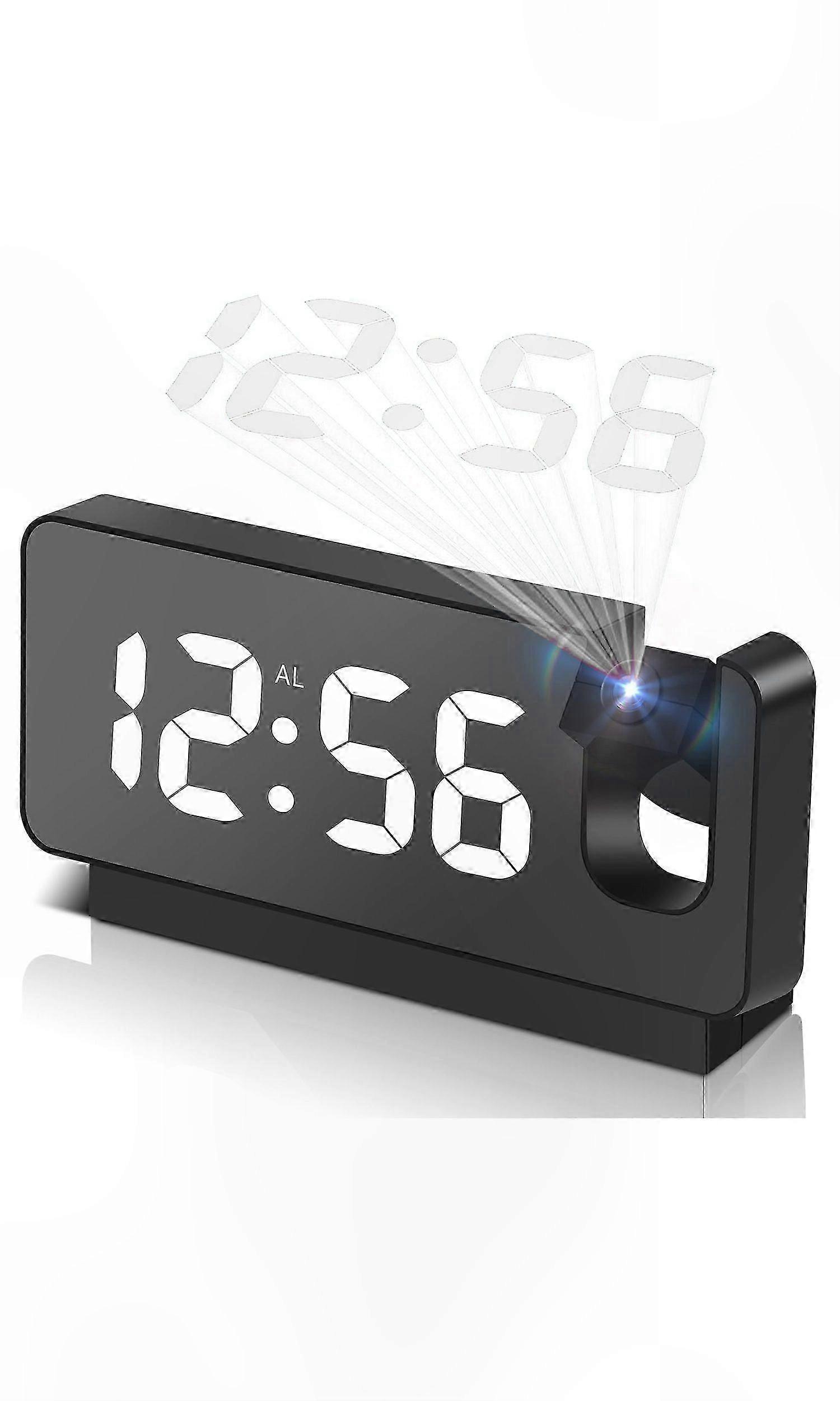 Digital LED Projection Alarm Clock with Dual Alarms and 180 Projector Functionality Rechargeable Battery Included