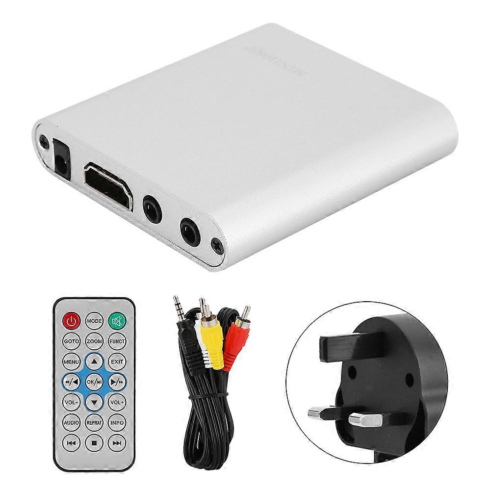 Mini HDMI Digital Player with Hard Disk Decoding - Includes Remote, 1080P (UK Plug, Silver, 100-240V)