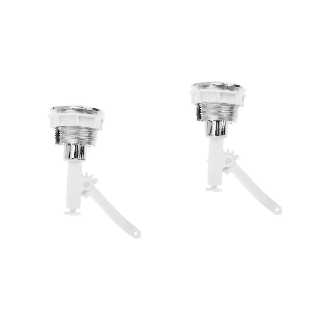 Flush Cistern Toilet Button Set - 2 Pieces Round Silver and White, Replacement Accessories for 11x4.8cm Toilet Flush Valve