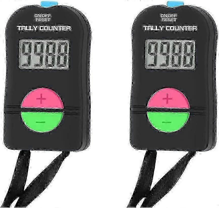 2 Pcs Electronic Counter, Digital Hand Tally Counter Electronic Manual Clicker With Lanyard Add Subtract