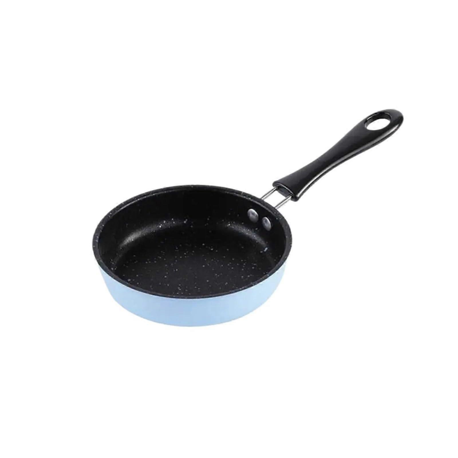 Non-Stick Pan 12cm Mini, Long-Handle Omelette Frying Pan with Anti-Stick Coating, Lightweight, Professional Blue Style A