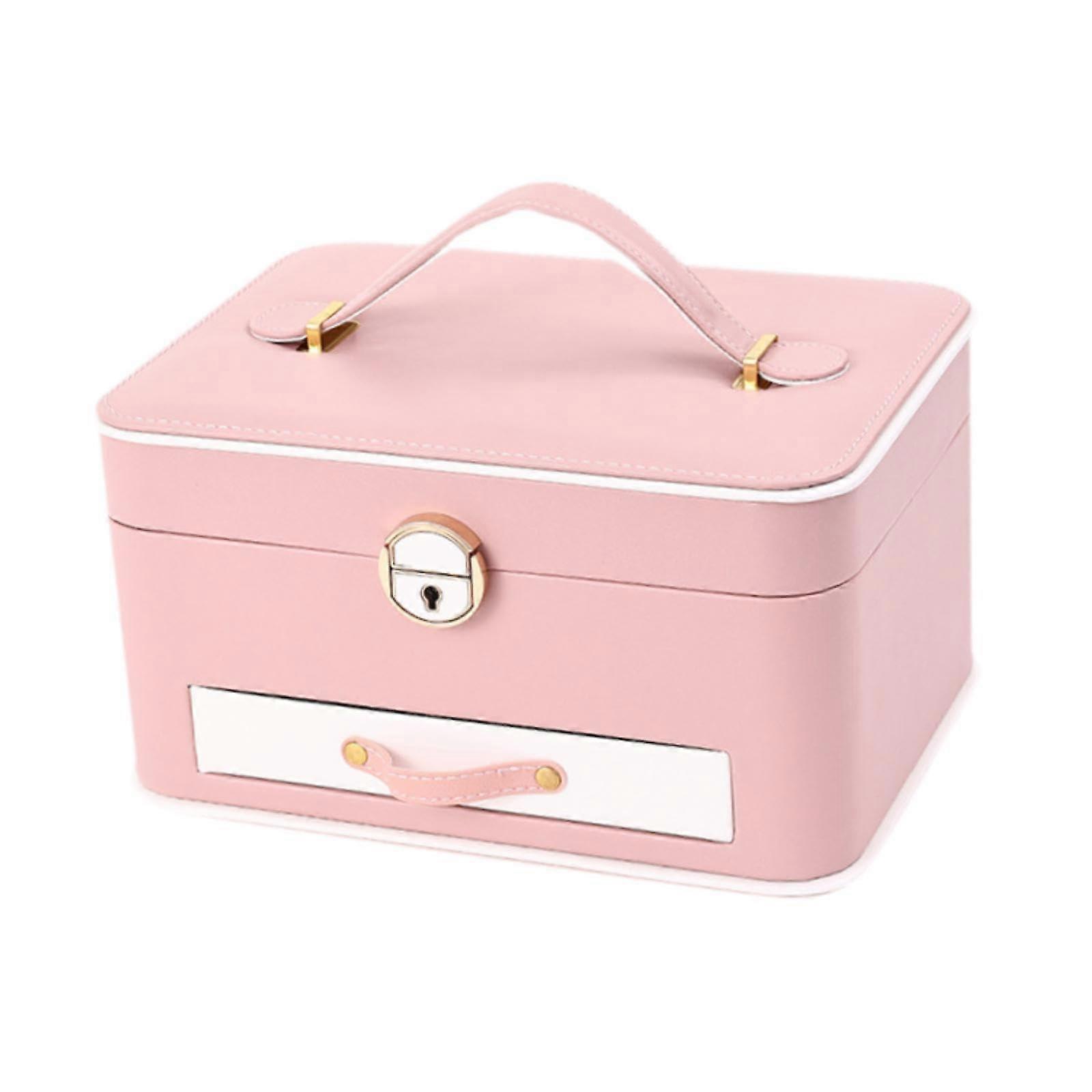 Women's Jewelry Organizer Box, 2Layer MultiPurpose Waterproof Earring Storage Case with Display Compartment for Rings and Accessories