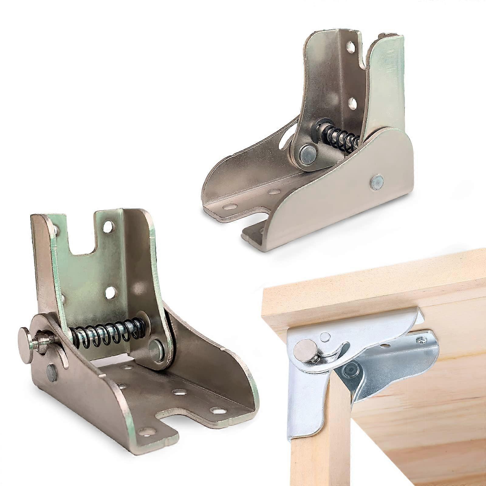 SelfLocking Hinge (1 Pair) 90° Multifunctional Folding Hinge Folding Table Leg Rest Bracket Silvery