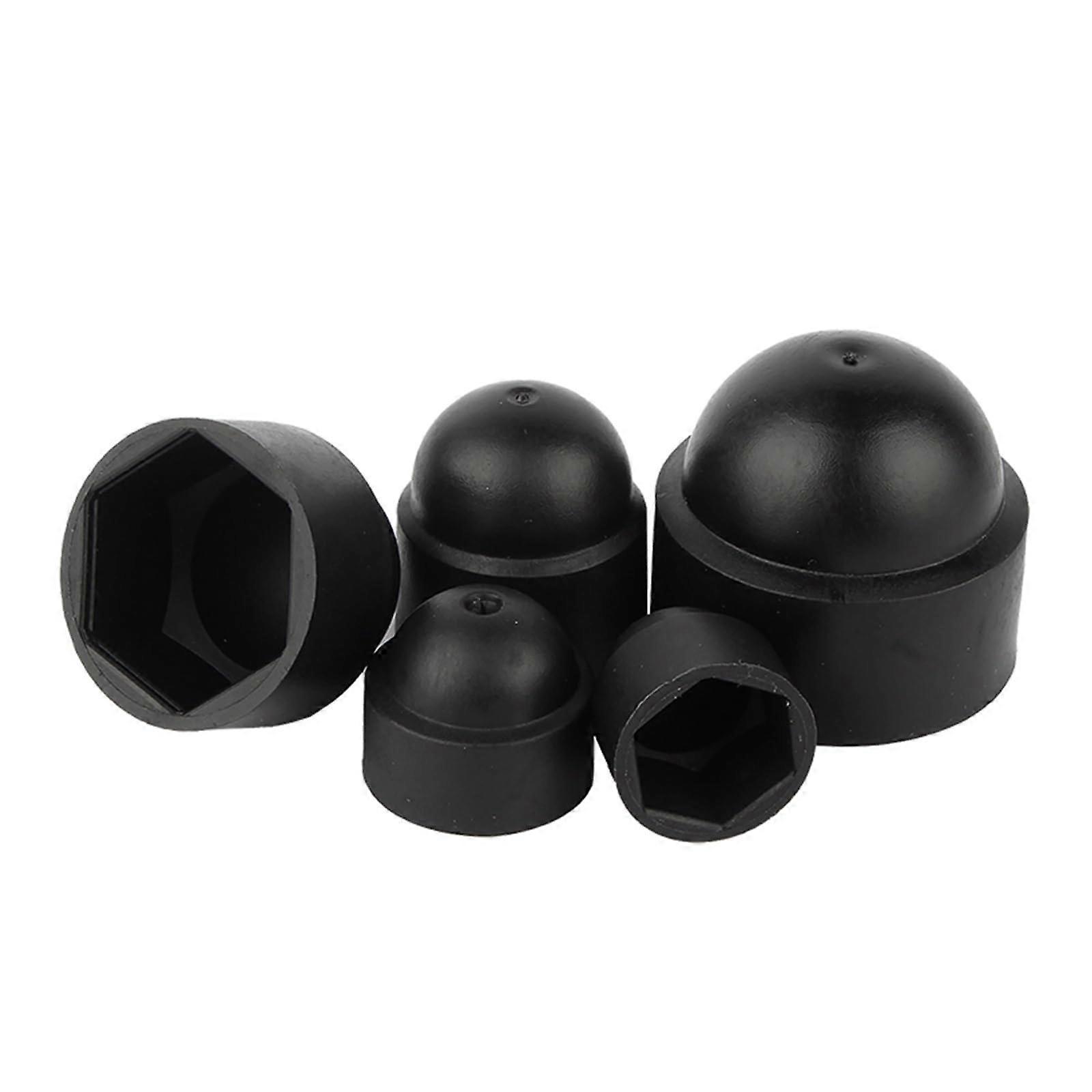 M4-M14 Hex Nut Caps PE Plastic Hex Caps for Screws and Nuts for Car Wheels, Size M5x8x10, Color Black, 30 Pieces