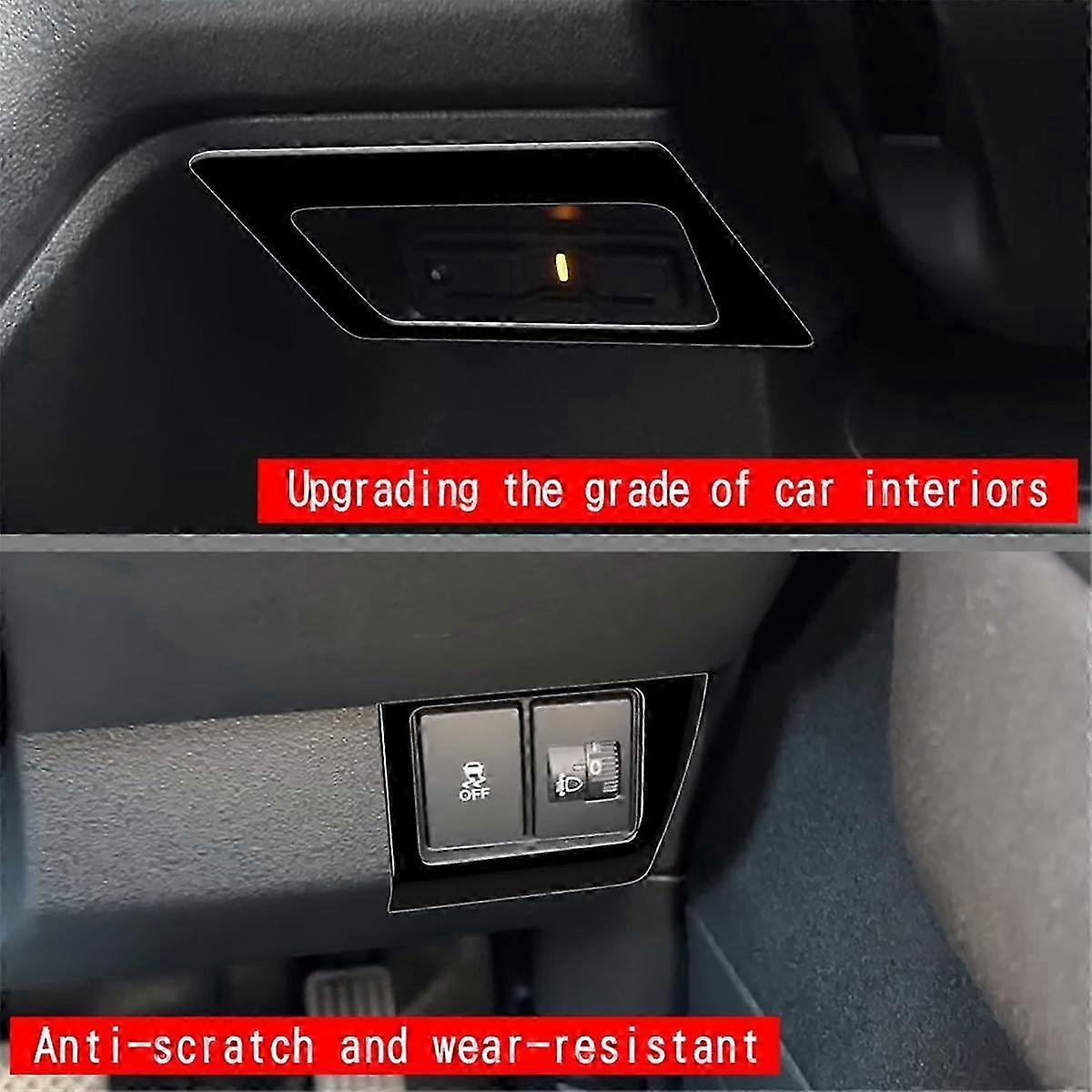 Car ETC Trim Frame with Headlight Adjustment & ESP Button for N-BOX RHD Bright Black