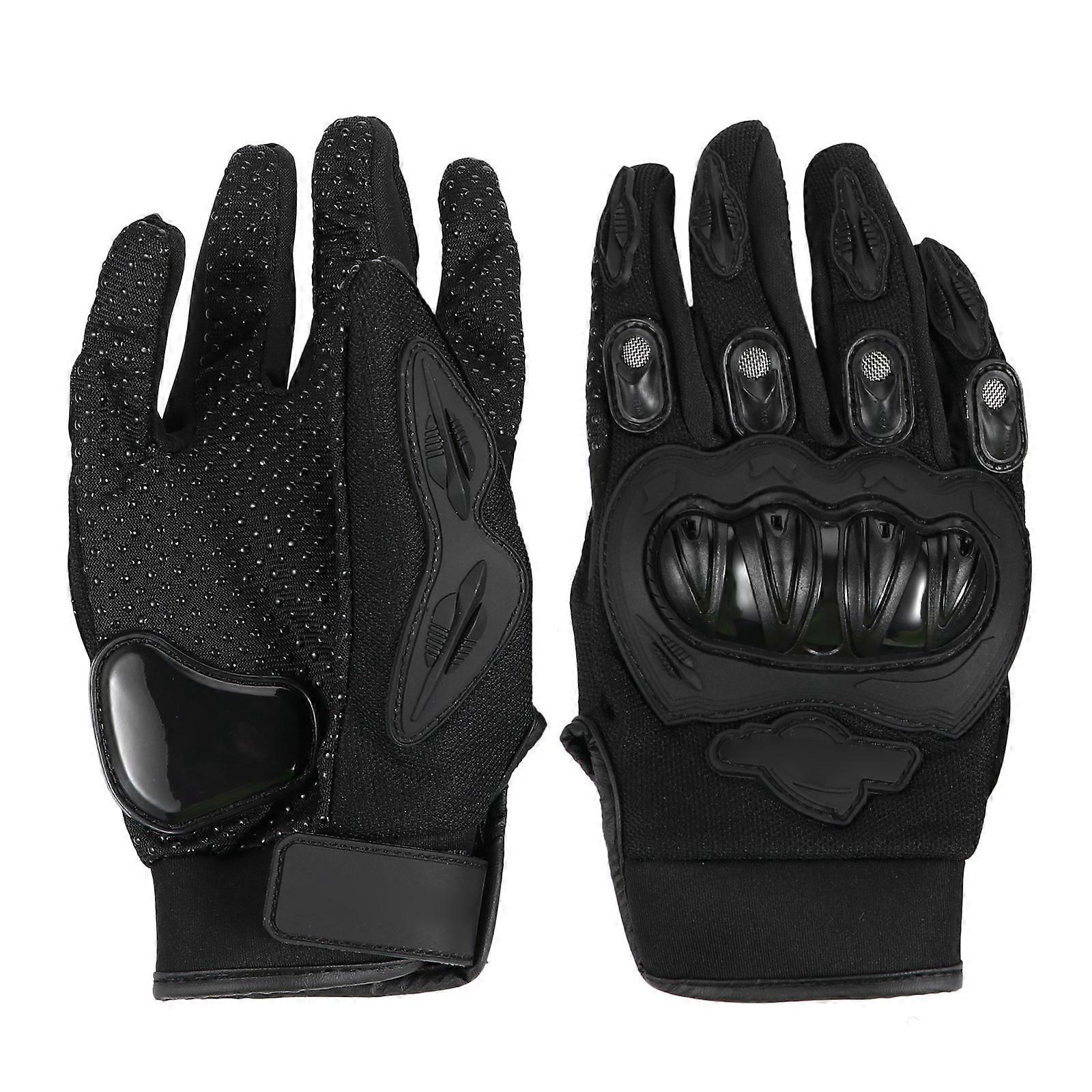 Black Motorcycle Riding Gloves for Cycling with Full Fingers and Windproof Design Made of Polyester