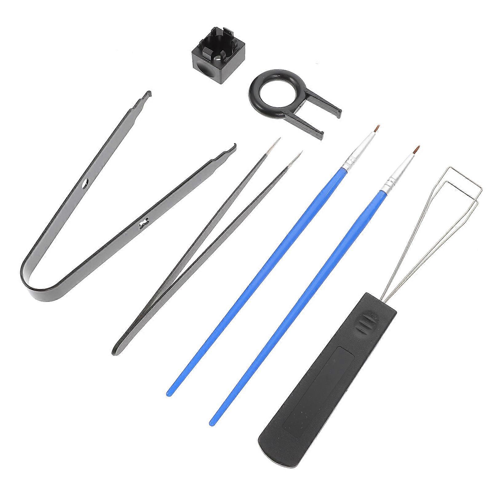 Keyboard Cleanup Tool Set for of Mechanical Keyboard Black Stainless Steel with Tweezers and Brush 1 Set