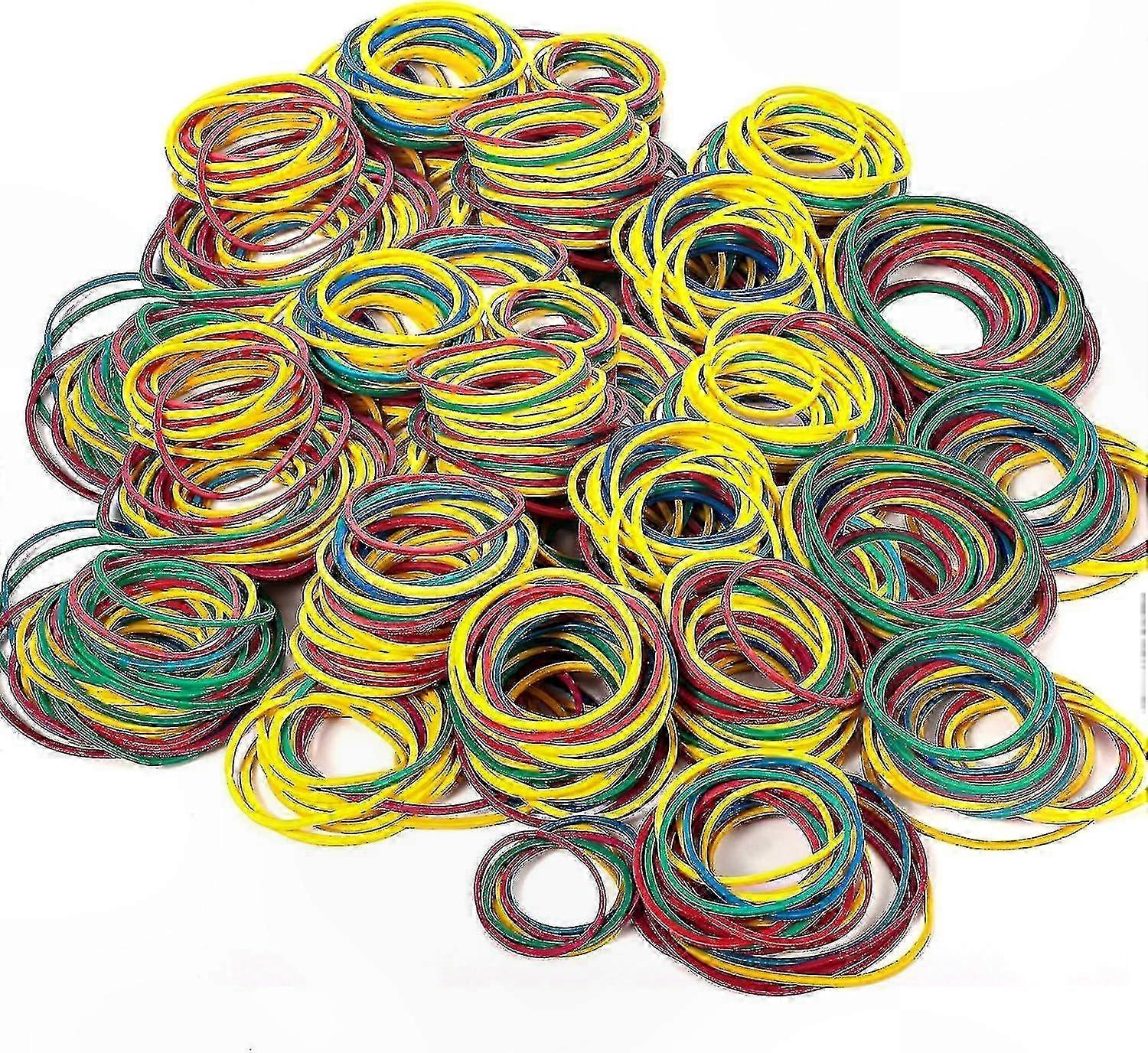 Assorted Size Elastic Bands - 500 Count Vibrant Rubber Loops for Office and Home Use