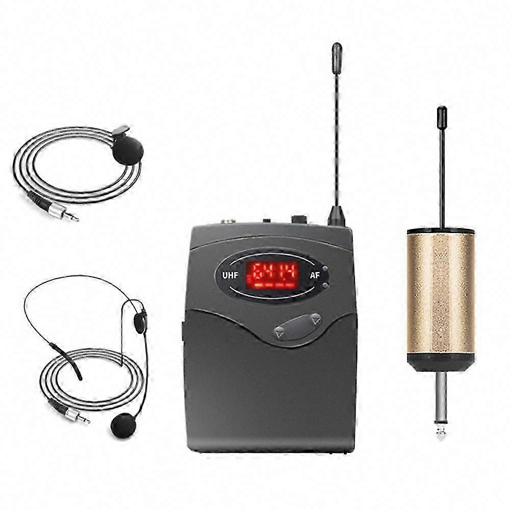 Wireless Microphone System with Headset & Lavalier Lapel Mics, Beltpack Transmitter Receiver