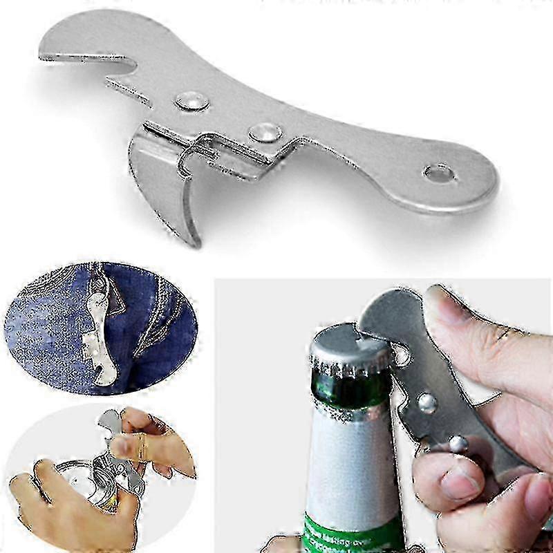 Compact Stainless Steel Corkscrew with Can Opener and Bottle Opener for Kitchen - Durable Multi-Tool by Qyroadwolf