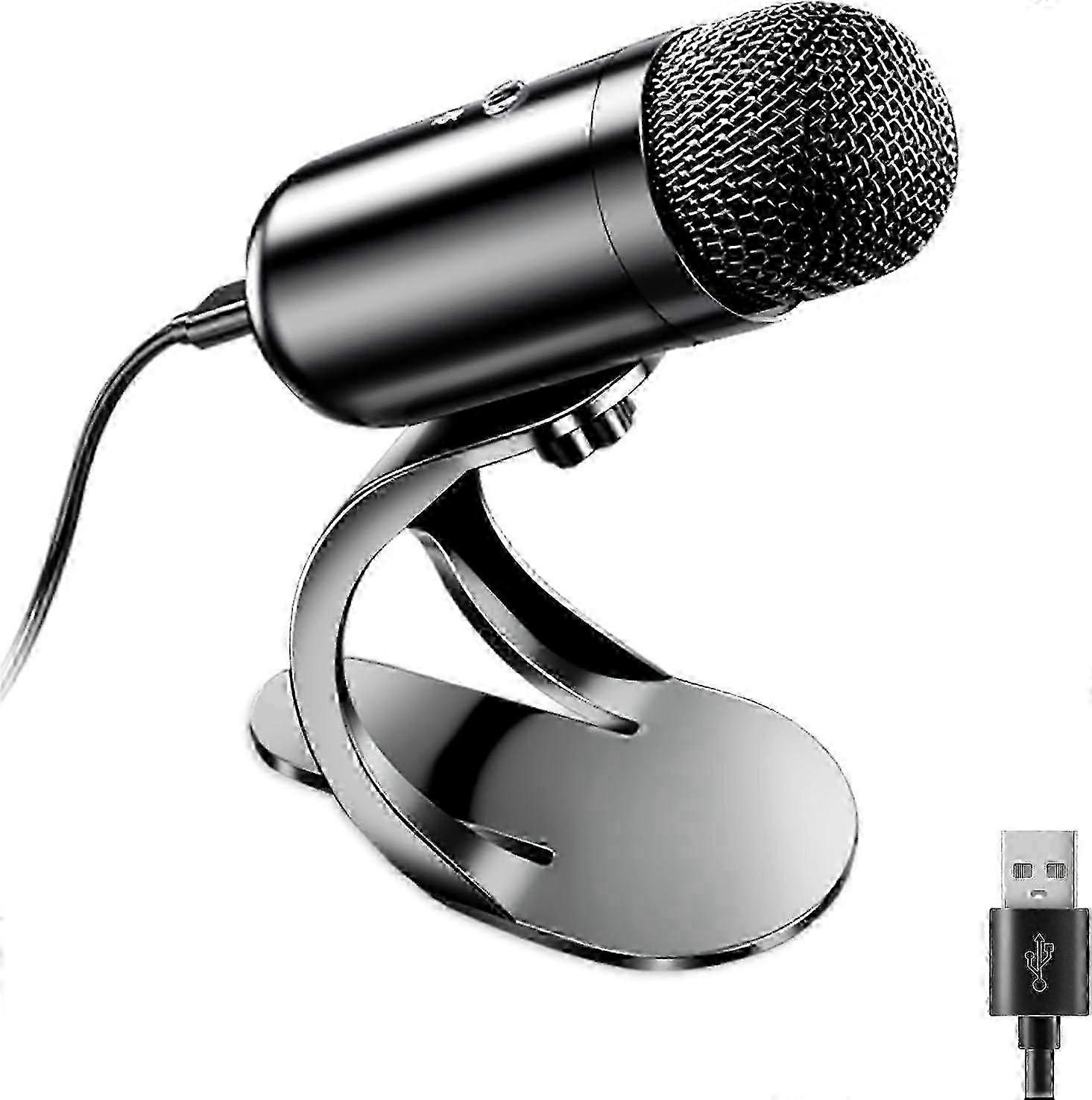 Omnidirectional USB Microphone with Mute Button for Recording, Streaming & Podcasting, Plug & Play, Compatible with PC & Mac