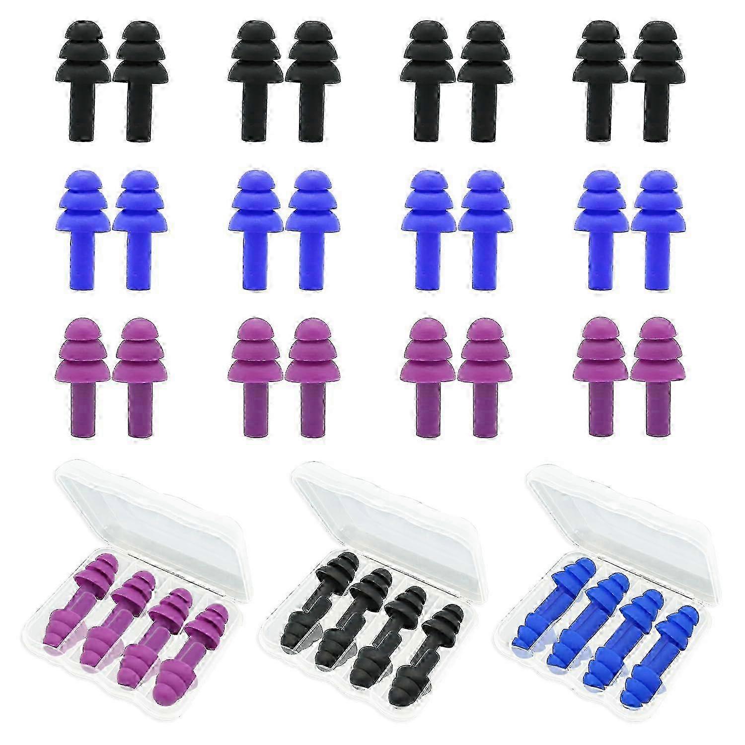 12 Pairs of Reusable Noise-Reducing Soft Silicone Earplugs for Sleeping, Concerts & Noise Protection