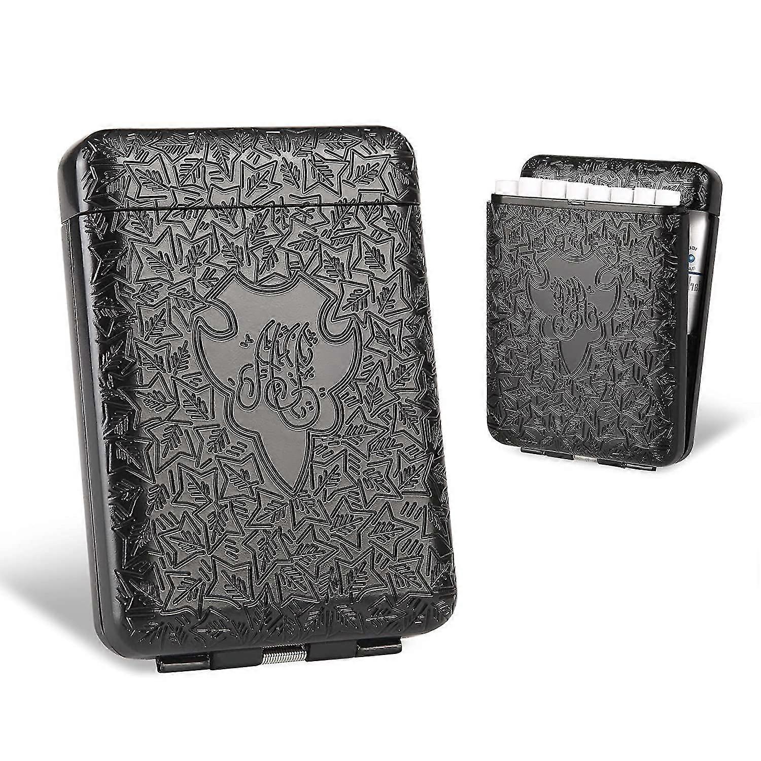 علبة سجائر معدنية عتيقة - حامل سجائر بيكي بلايندرز للأعشاب ل 16 سيجارة بحجم كينج (84 مم) - هدية عيد ميلاد فريدة (أسود) ، hw