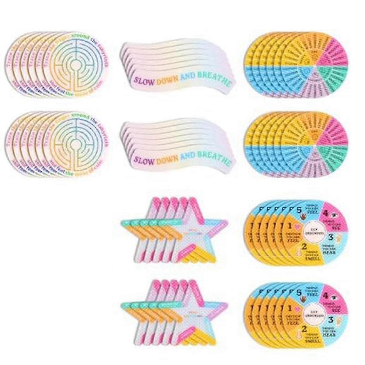 60 Pcs Calm Strips Anxiety Sensory Stickers, 5 Style Calming Strips Calming AdhesiveTactile Textured Stickers