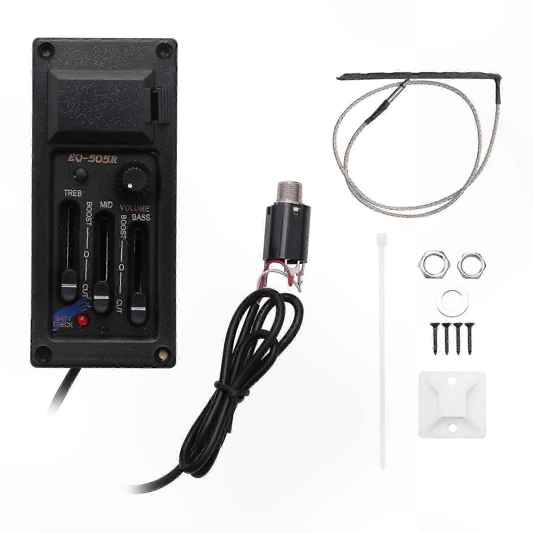 3-kanavainen esivahvistin akustinen kitara taajuuskorjaimella ja pietsomikrofonijärjestelmällä