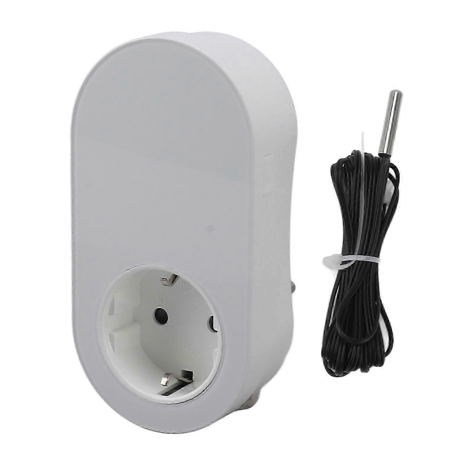 16A Smart WiFi Thermostat Outlet Automatic Adjustable Wireless Plug in Temperature Controller Socket for Home White
