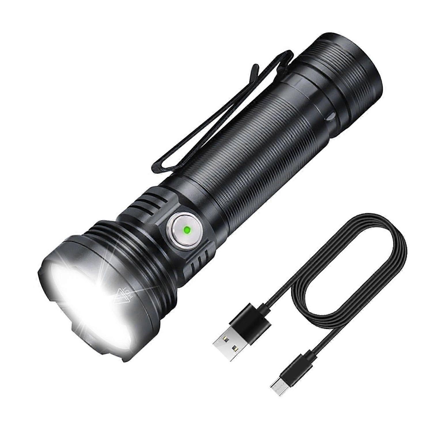High Lumens Rechargeable LED Mini Flashlight,Super Bright 5 Modes Tactical Flashlight,Waterproof for Camping, Outdoor, Emergency Torch Light(Black)