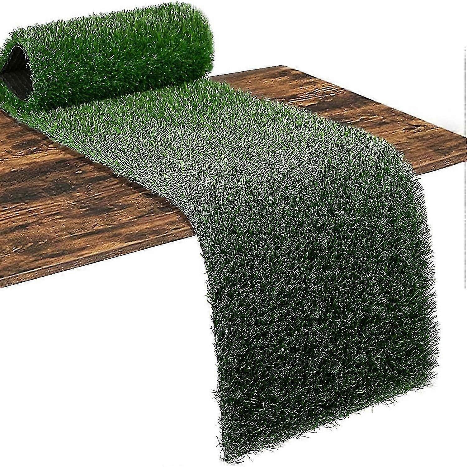 Artificial Grass Table Runner, 36CM x 122CM Faux Grass Table Cloth Easter Fake Grass Tabletop Mat