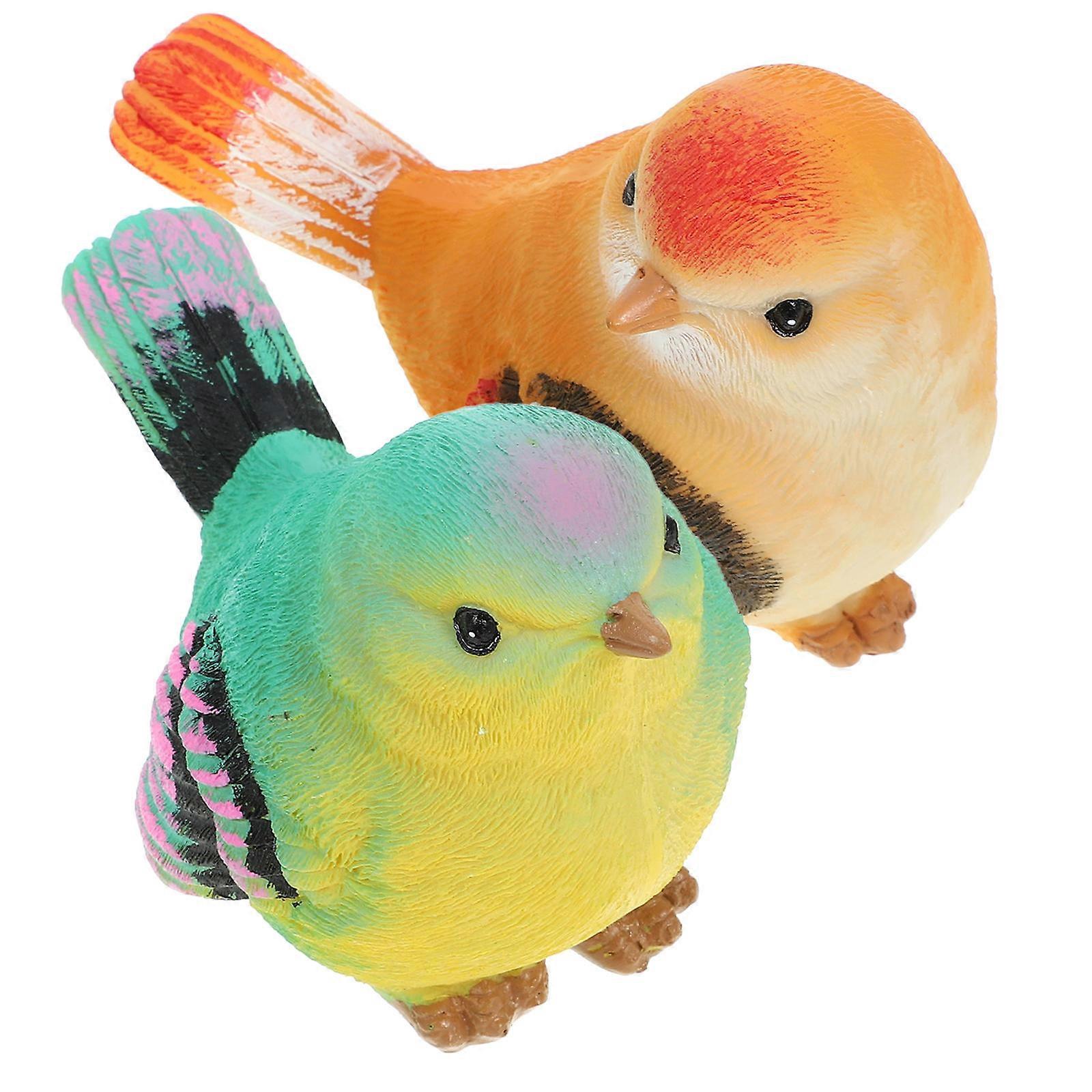 Decorative Bird Adornment Resin Small Bird Figurine 2Pcs Set