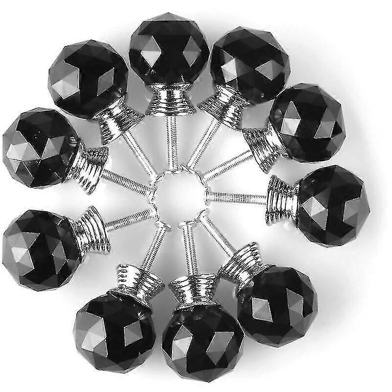 Ensemble de 10 poignées poignée Poignée Poignée Forme Forme Diamètre 30mm Cristal Noir, Boutons d’armoire Mantoue Rond Boutons en verre Décoration pour tiroir d’armoire