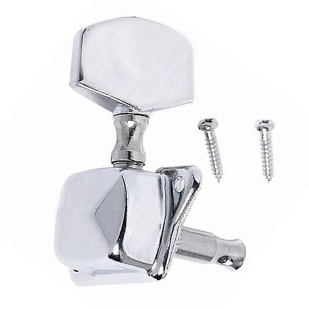 Semi-Closed Acoustic Guitar String Buttons 3-Way Direction Silver Metal Replacement Knob 1-Piece Pack