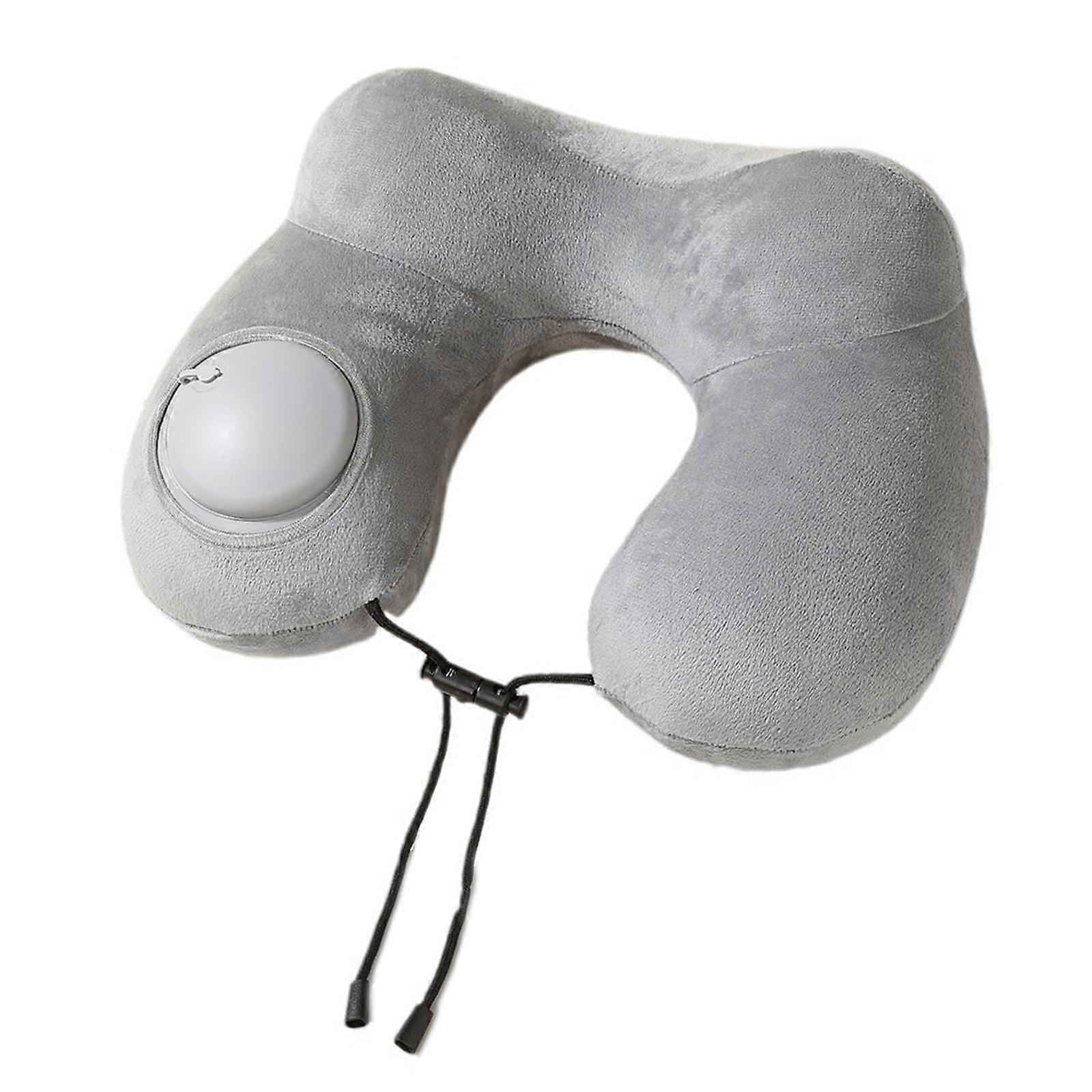Small Shape Headrest Cushion Inflatable Aircraft Pillow Grey For Neck Travel And Flight Compact Size