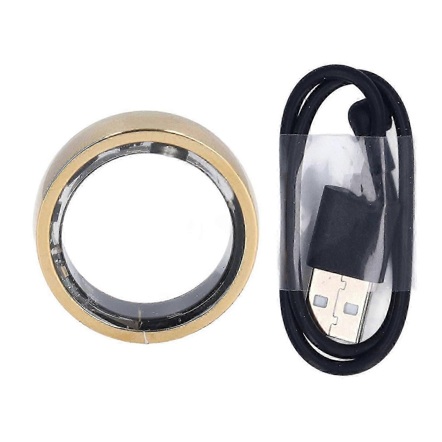 Gold Smart Ring Fitness Tracker - IP68 Waterproof, Multi Sport Modes, SmartHealth App Read