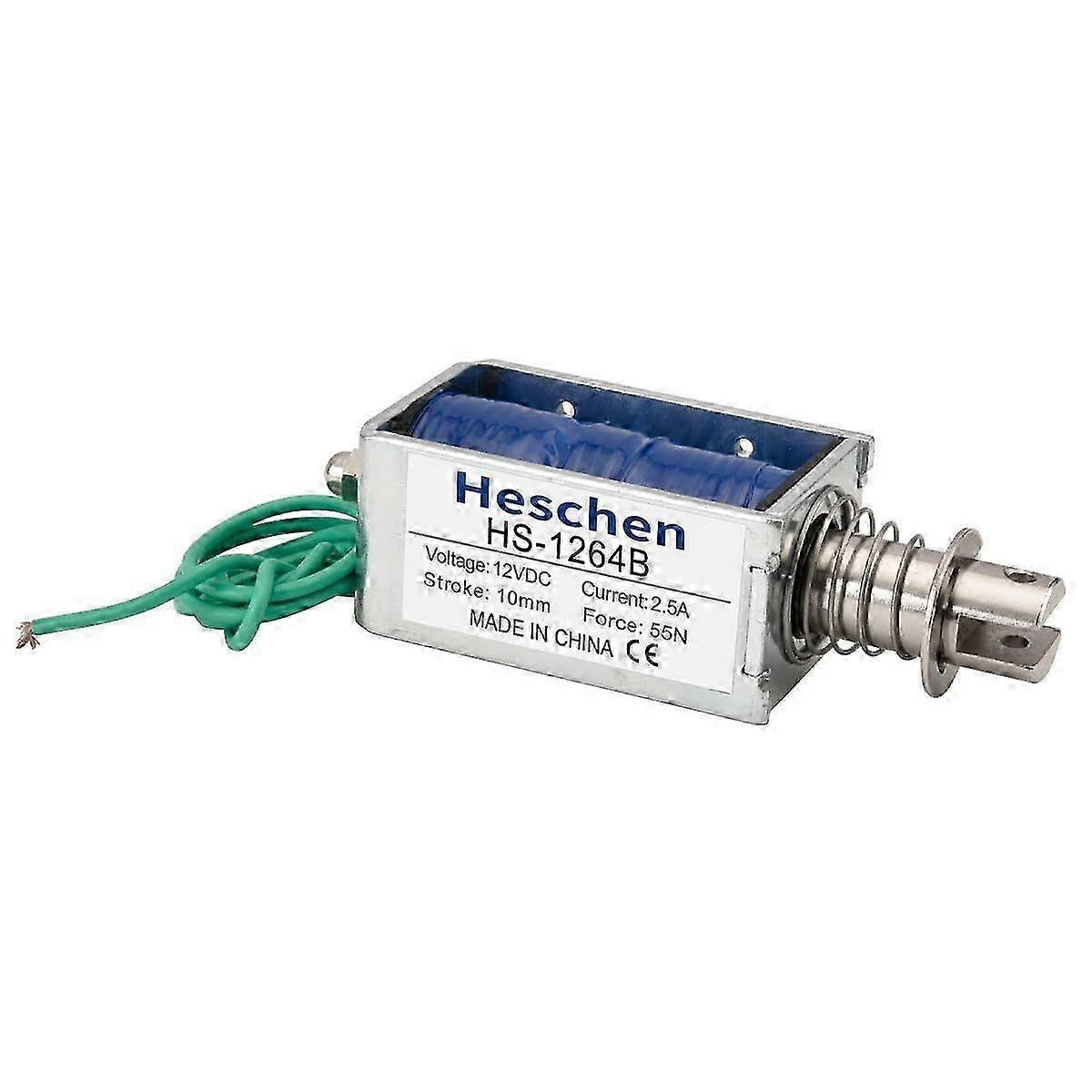 Hechen Sole Electromagnet, HS-1264B, DC12V, 2.5A, 55N, 10mm Stroke, Push Pull Type Ope