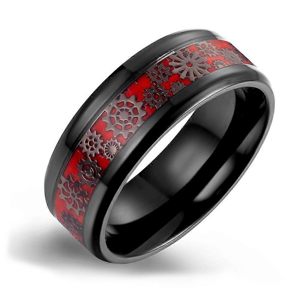 Cool Finger Ring Resistant to Deformation Black Fiber Size 9 Mechanical Gear Shaped for Prom 1Set