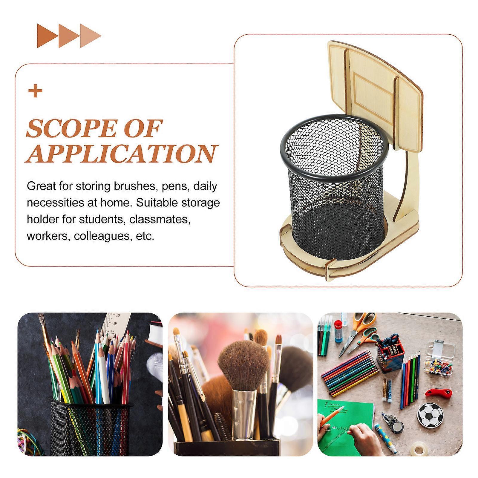 Multi-Function Wooden Pen Container for Office 2Pcs Pen Holder