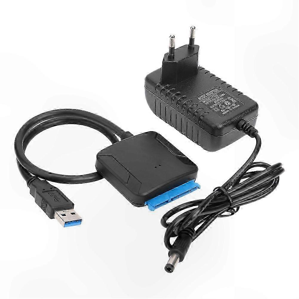 SATA to USB 3.0 Adapter Cable for 2.5/3.5 Inch Hard Drives with EU Plug Data Transfer Solution Easy Setup Connection Tool
