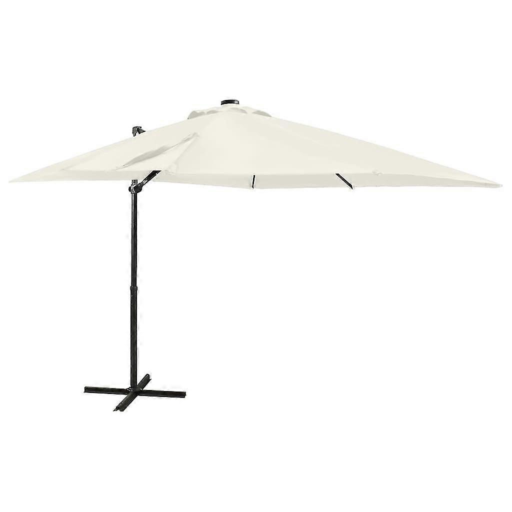 Cantilever Umbrella With Pole And Led Lights Sand 250 Cm