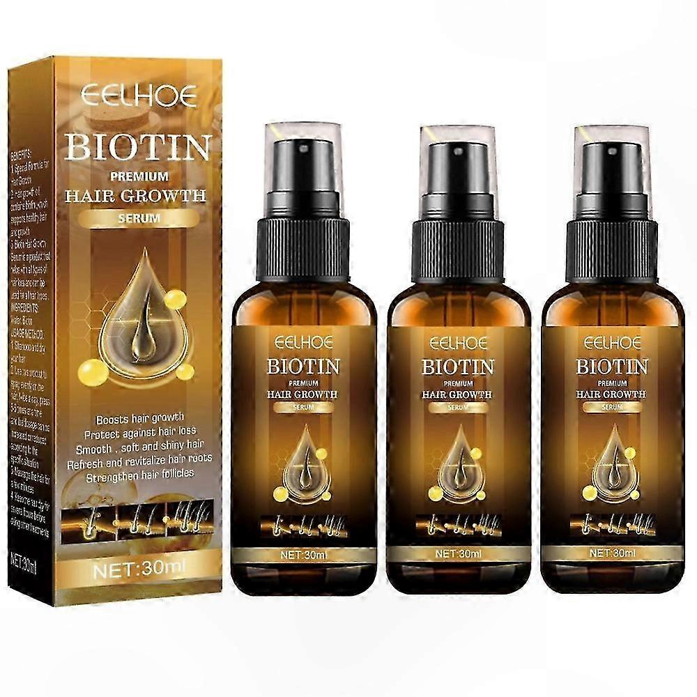 3-Pack Hair Growth Serum with Biotin and Essential Oils for Thinning Hair 30ml Each Anti-Breakage and Hydration Solution