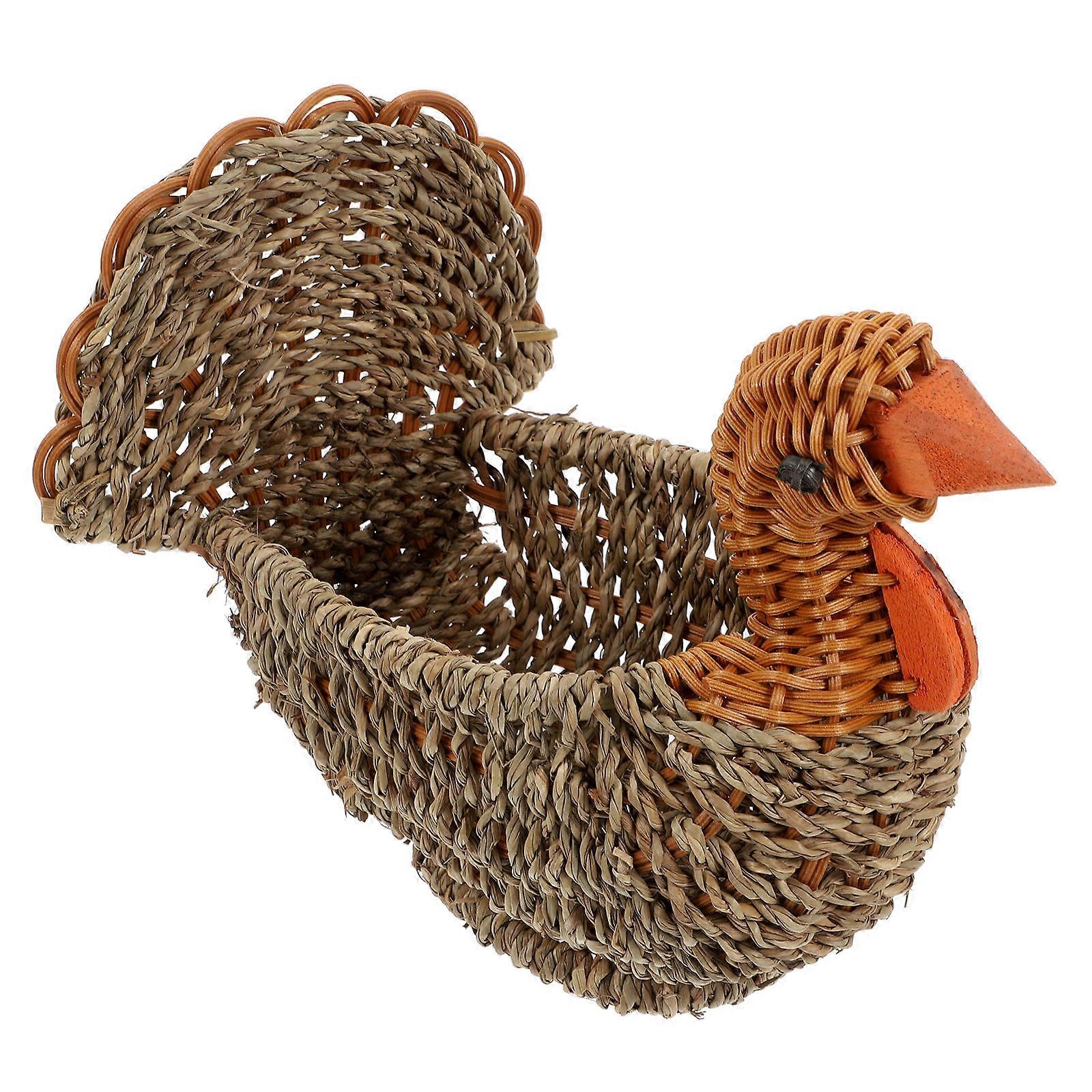 Storage Basket Woven Turkey Shape for Serving 2Pcs Fruit Bowls
