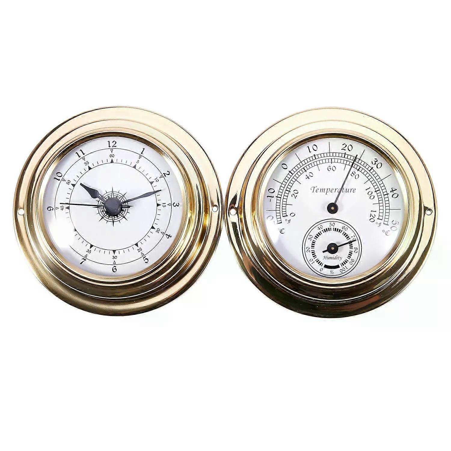 A04I Thermometer Hygrometer Barometer Watches Clock 2 Whole Set Weather Station Meter