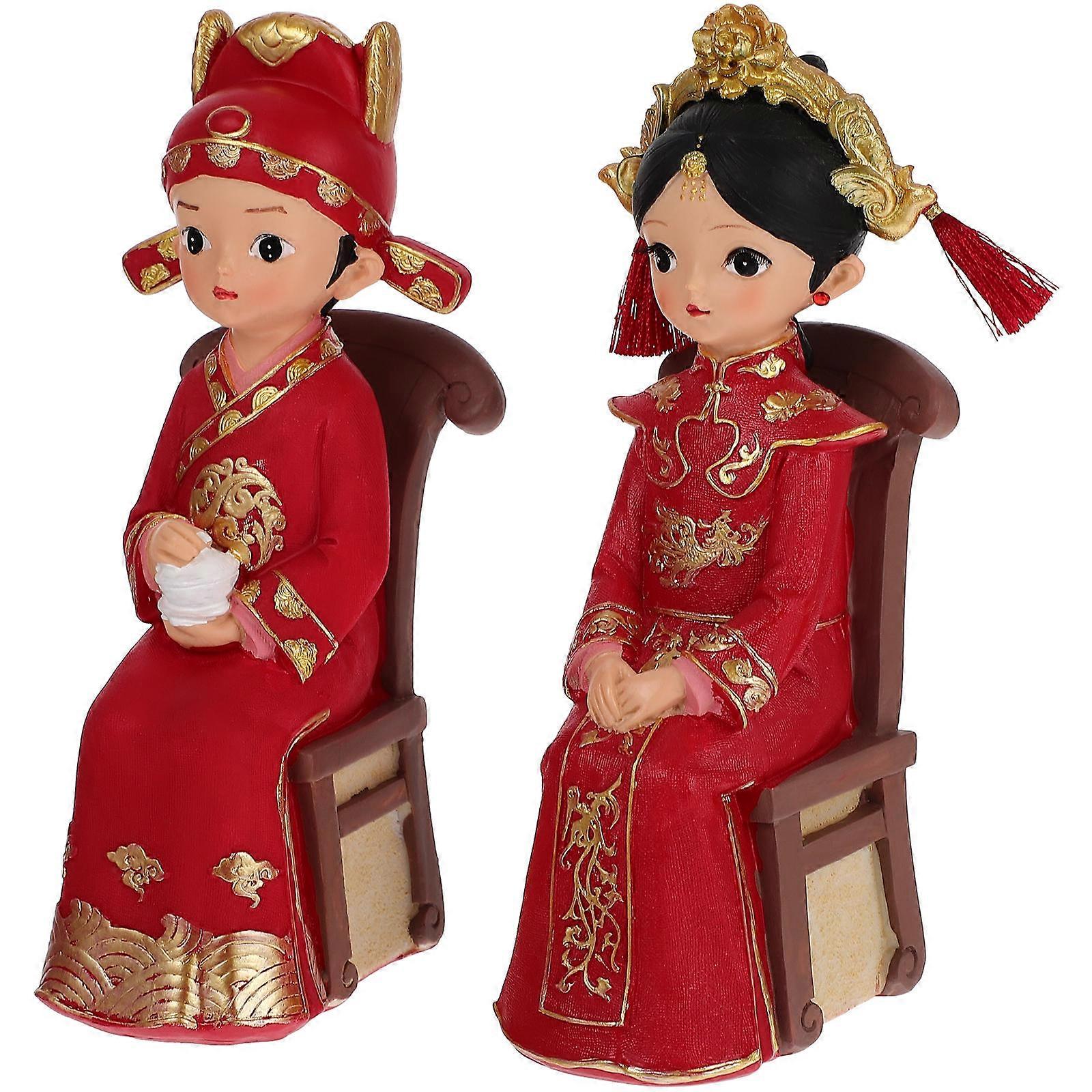 Resin Wedding Decorations Bride Bridegroom Figurines for Gift 4Sets