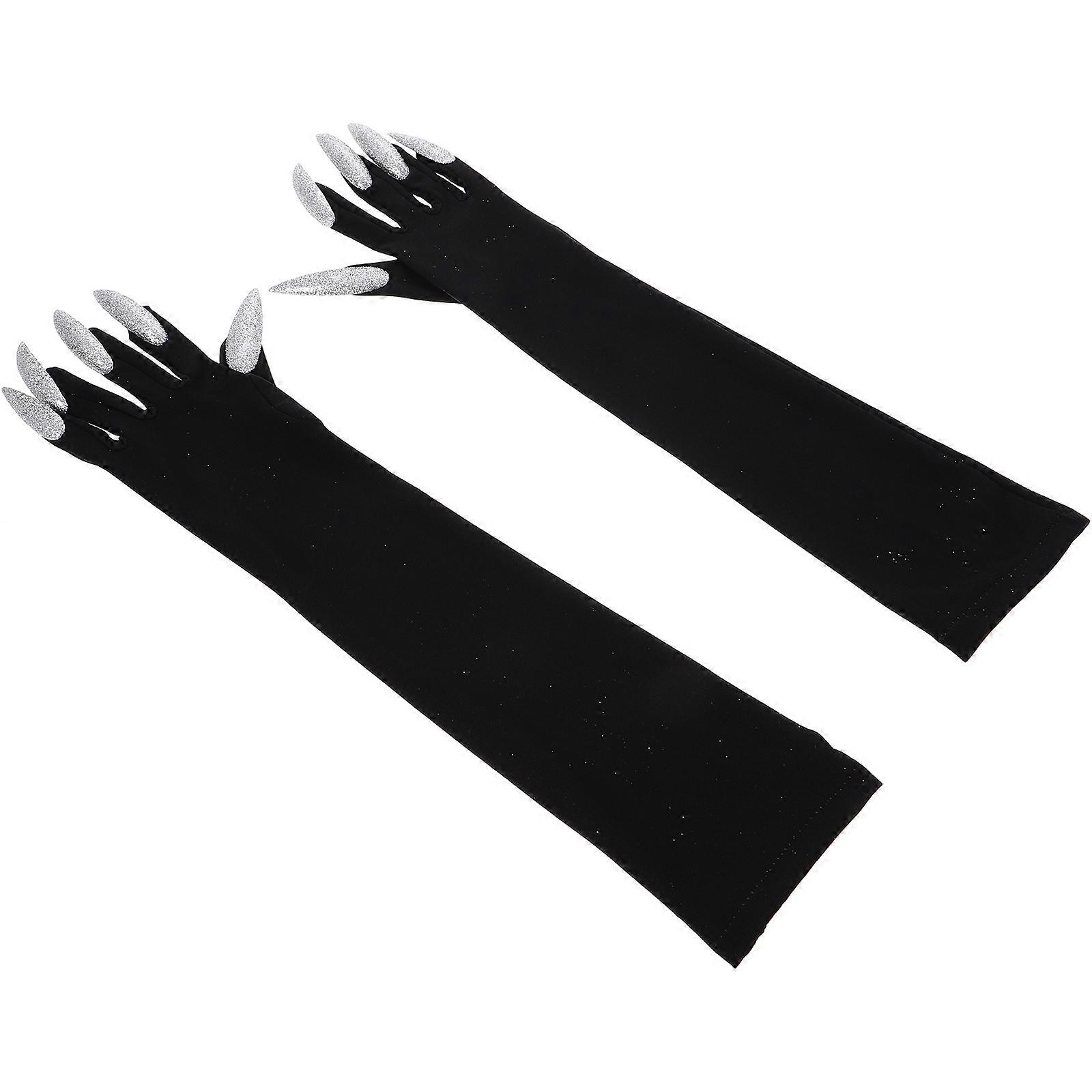Halloween Costume Prop Gloves with Long Fingernails for Party Use 1Pair
