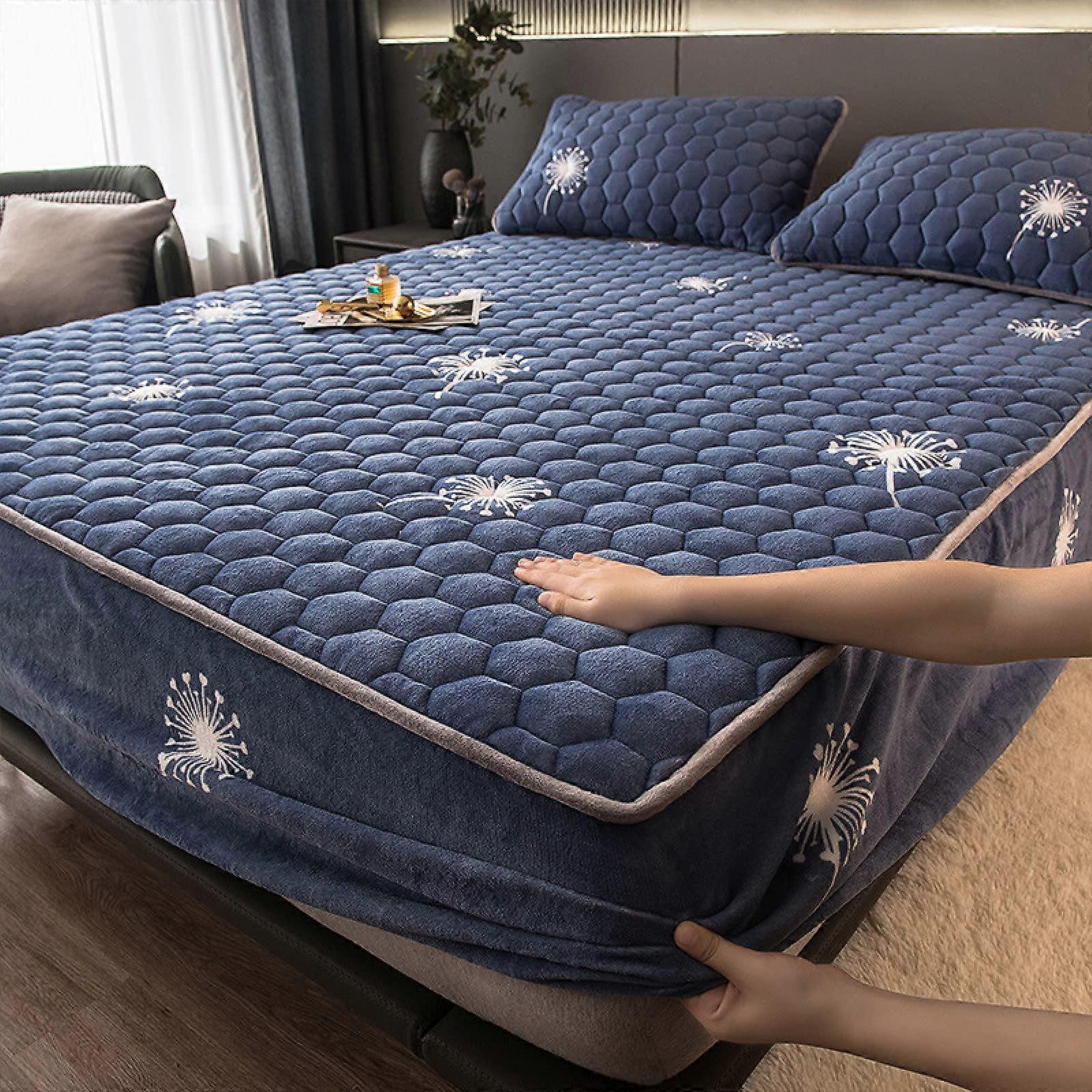 Double Bed Sheet Brushed Cotton Bedding 180x200 Cm Plus 30 Cm Deep Mattress Topper Protector For Turning Box Spring Bed