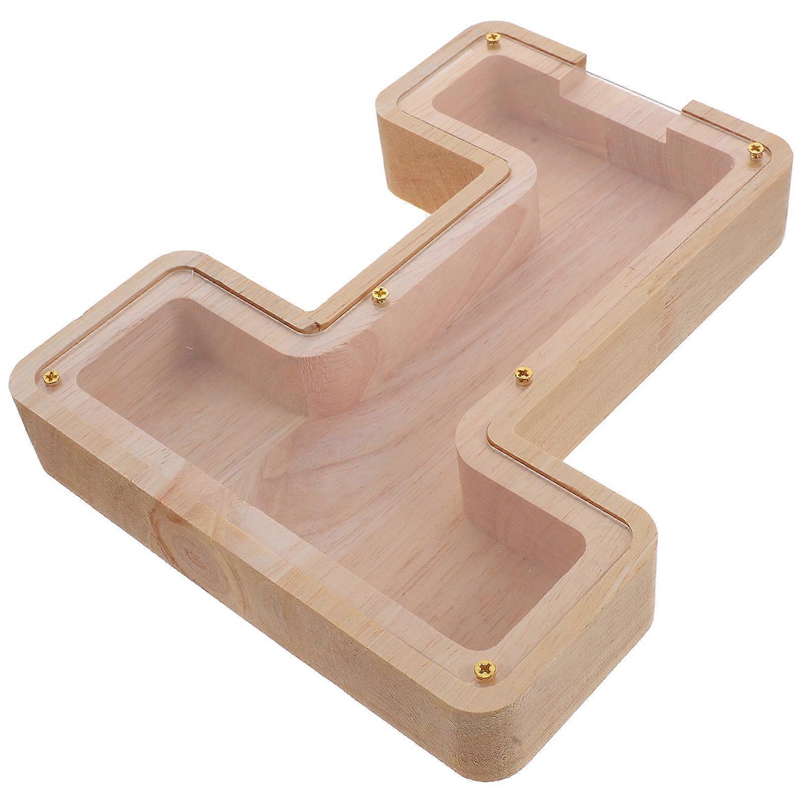 Multi-Functional Wooden Piggy Bank for Storage Clear Design 3Pcs