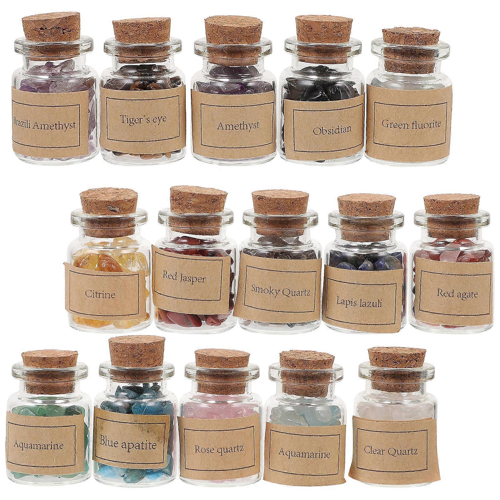 Wishing Bottles Decorative Crystal Chips for Home Use 3Sets of Delicate Crystal Bottles