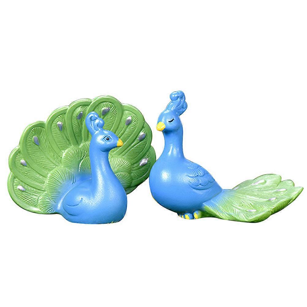 Peacock Miniature Resin Figurines Decoration for Home Use 8Pcs Pack
