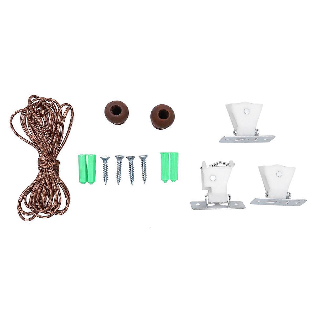 Curtain Pole Bracket Window Curtain Wood Knobs for 42Pcs Plastic Clips