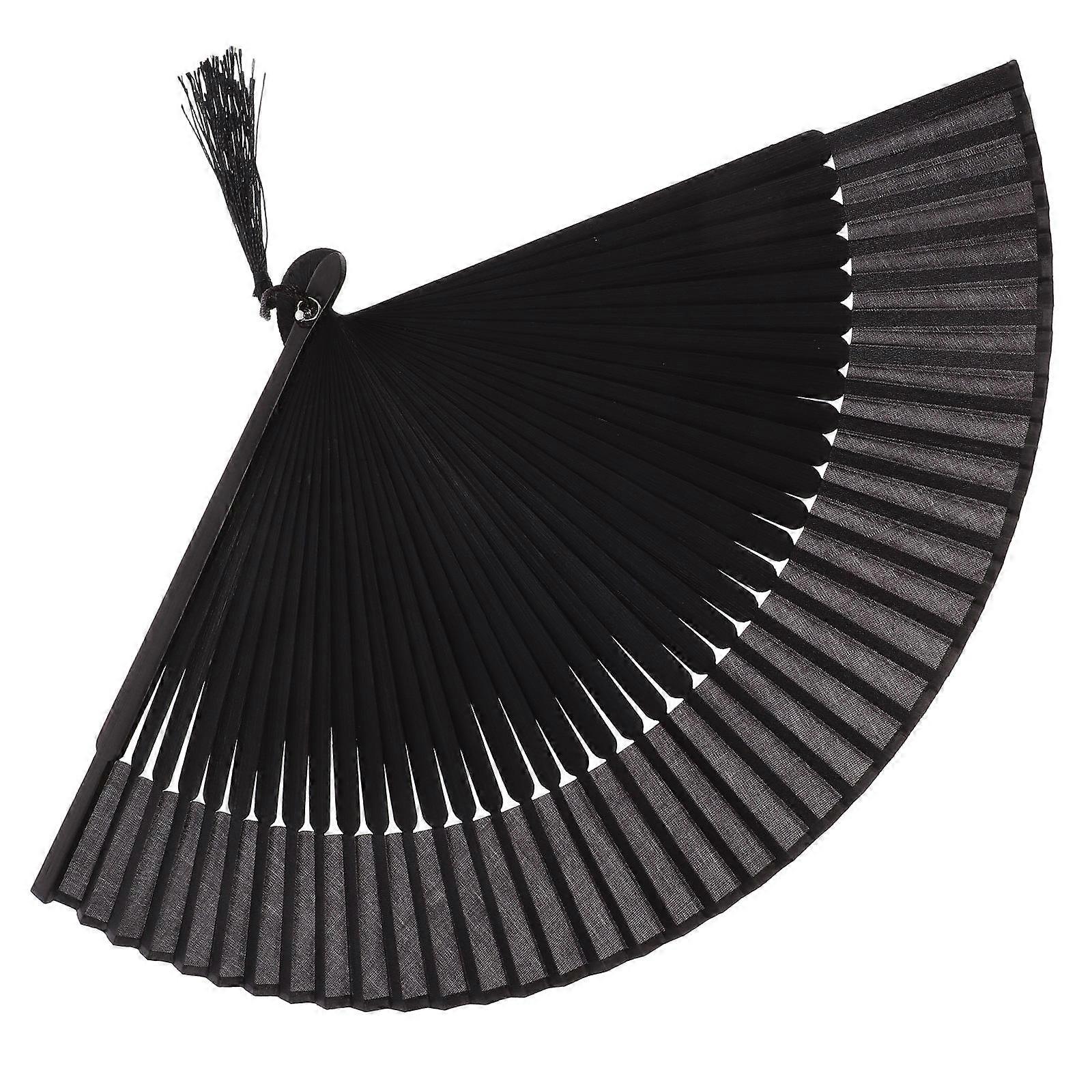 Chinese Style Hand Fan for Performance 2Pcs Black Vintage Folding Fan